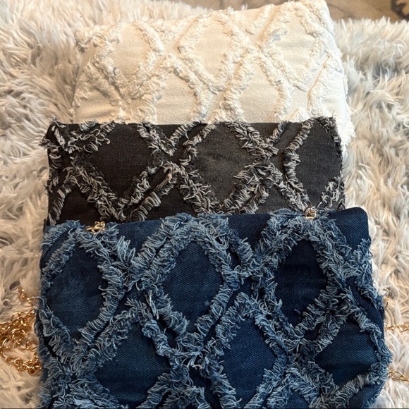 Elegant Quilted Clutch Set - Black, Cream, and Blue - Picture 6 of 6